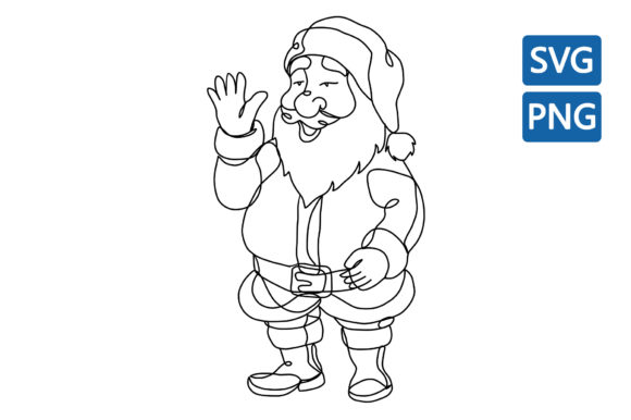 Christmas Gnome Santa Claus One Line Art