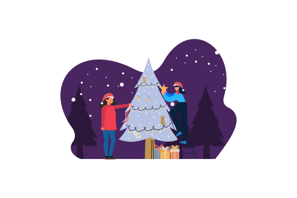 People Celebrating Christmas Illustratio: A Festive Typeface for Holiday Design Projects