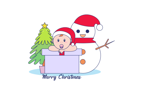 The Charm of Cartoon Cute Baby Santa Merry Christmas in Holiday Design